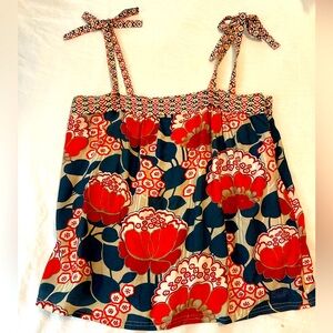 Billabong Floral Red and Blue Women's Top